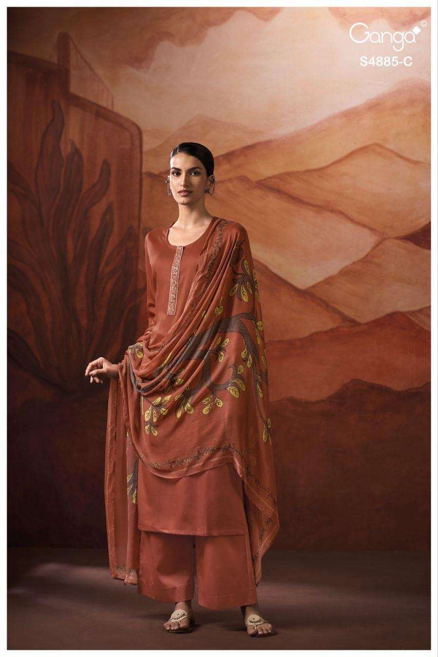 Ganga Fashion Lvessa 4885 Cotton Satin Dress Material - Amrah Wholesale