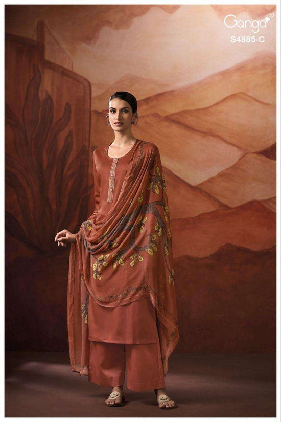 Ganga Fashion Lvessa 4885 Cotton Satin Dress Material - Amrah Wholesale