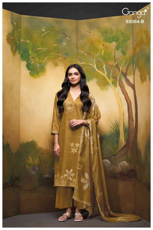 Ganga Fashion Maevina 5064 Premium Cotton Satin Dress Material Wholesale - Amrah Wholesale