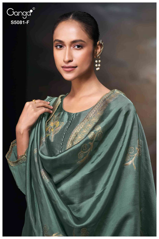 Ganga Fashion Mansie 5081 Premium Jacquard Silk Embroidered Pakistani Suit