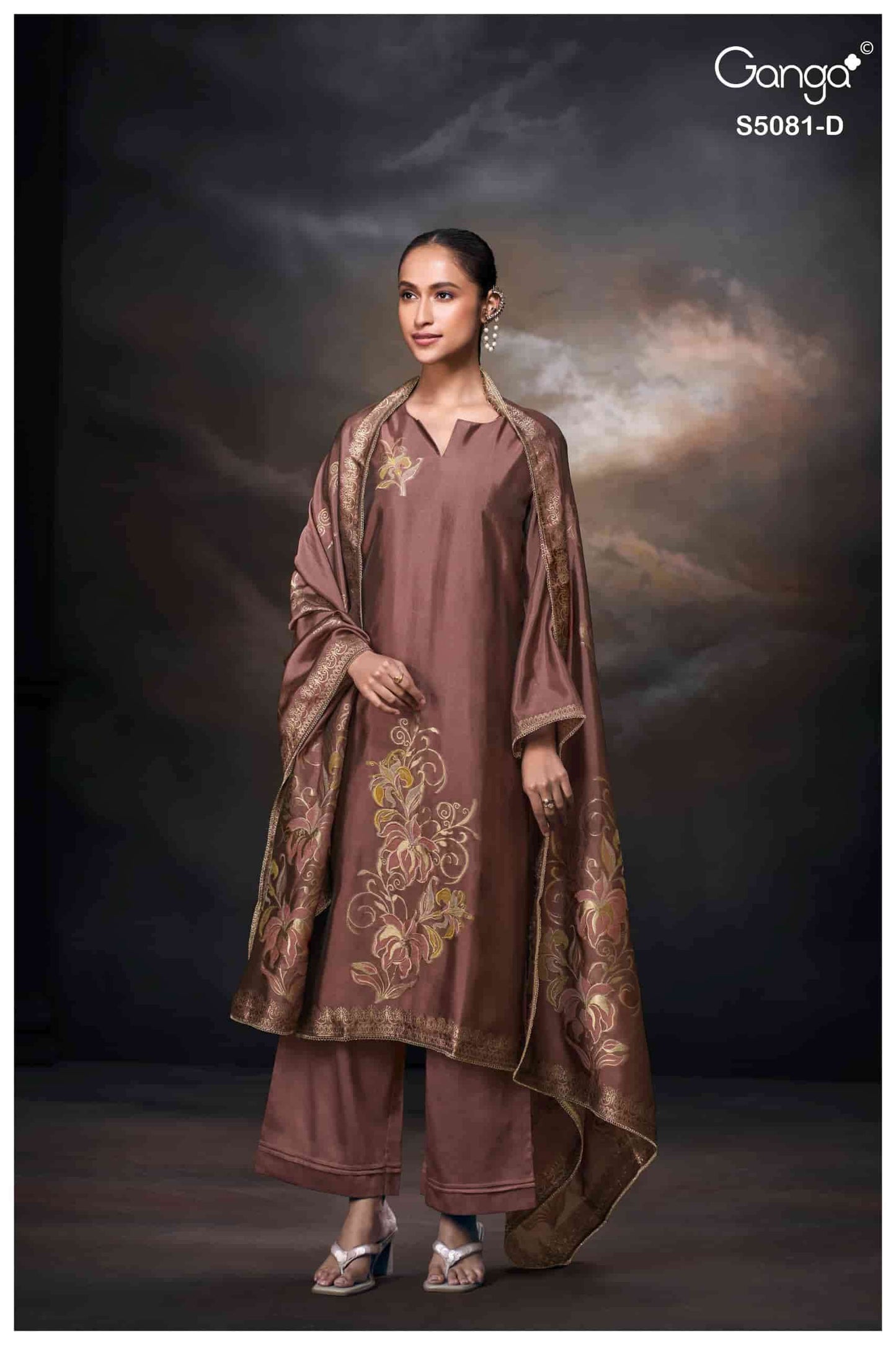 Ganga Fashion Mansie 5081 Premium Jacquard Silk Embroidered Pakistani Suit