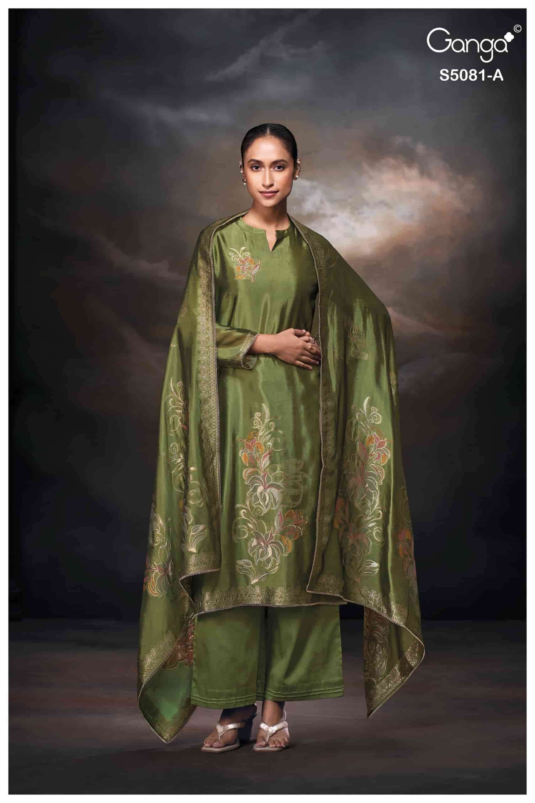 Ganga Fashion Mansie 5081 Premium Jacquard Silk Embroidered Pakistani Suit