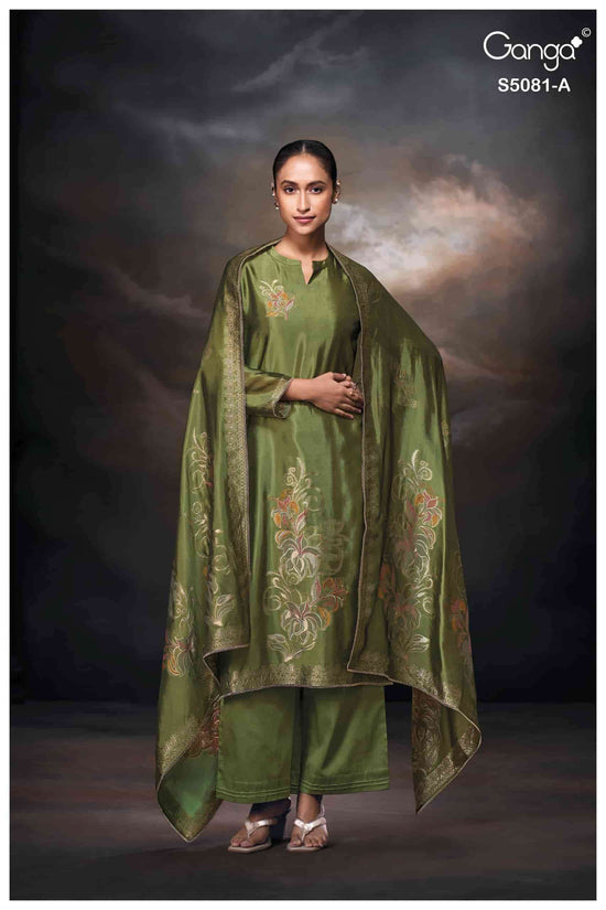 Ganga Fashion Mansie 5081 Premium Jacquard Silk Embroidered Pakistani Suit