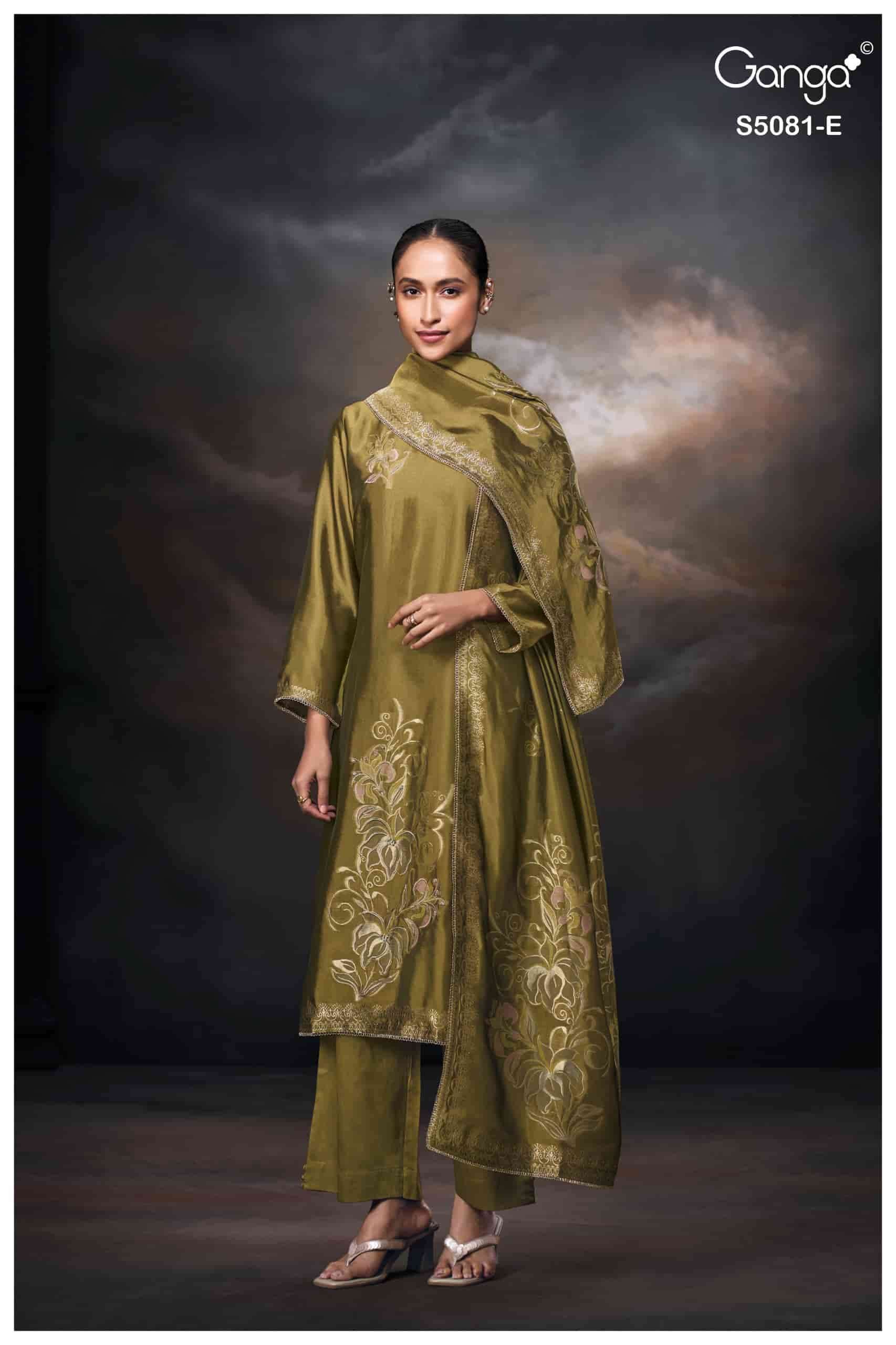 Ganga Fashion Mansie 5081 Premium Jacquard Silk Embroidered Pakistani Suit