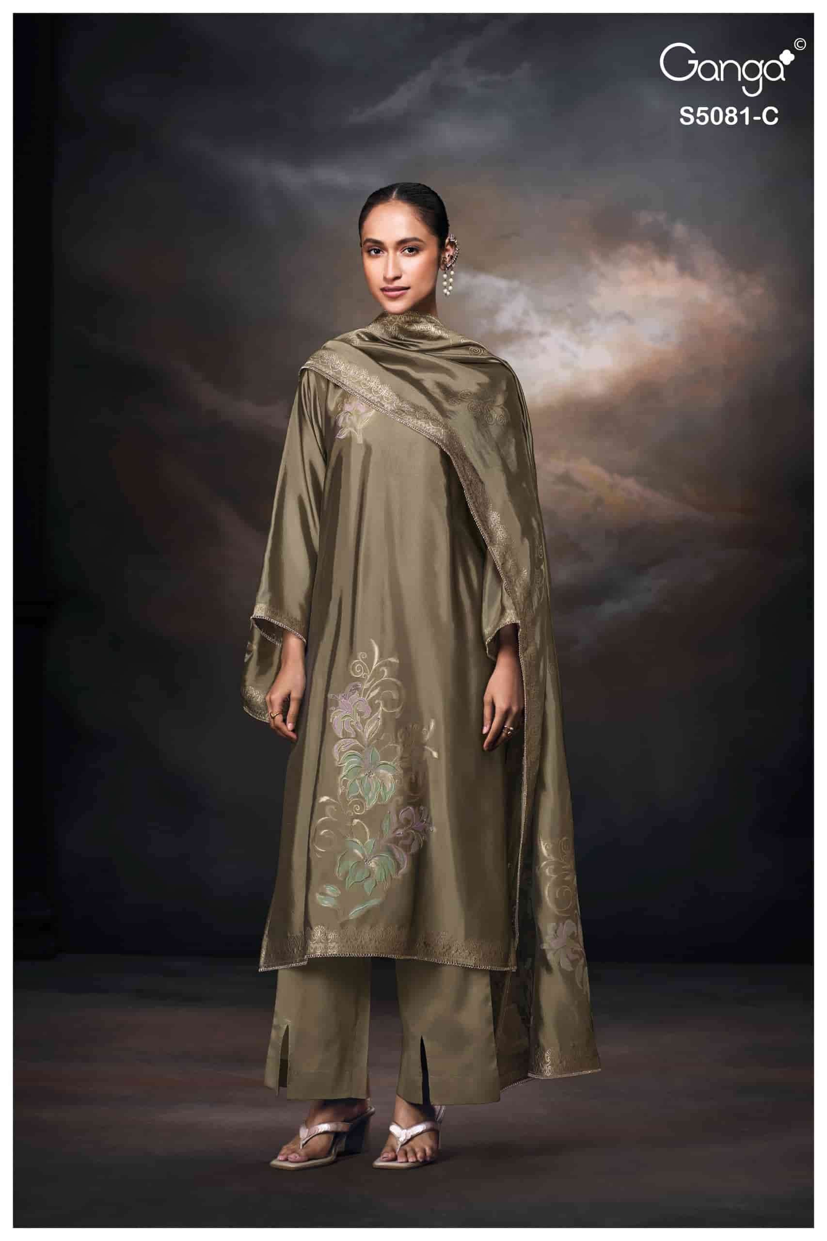 Ganga Fashion Mansie 5081 Premium Jacquard Silk Embroidered Pakistani Suit