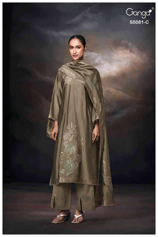 Ganga Fashion Mansie 5081 Premium Jacquard Silk Embroidered Pakistani Suit