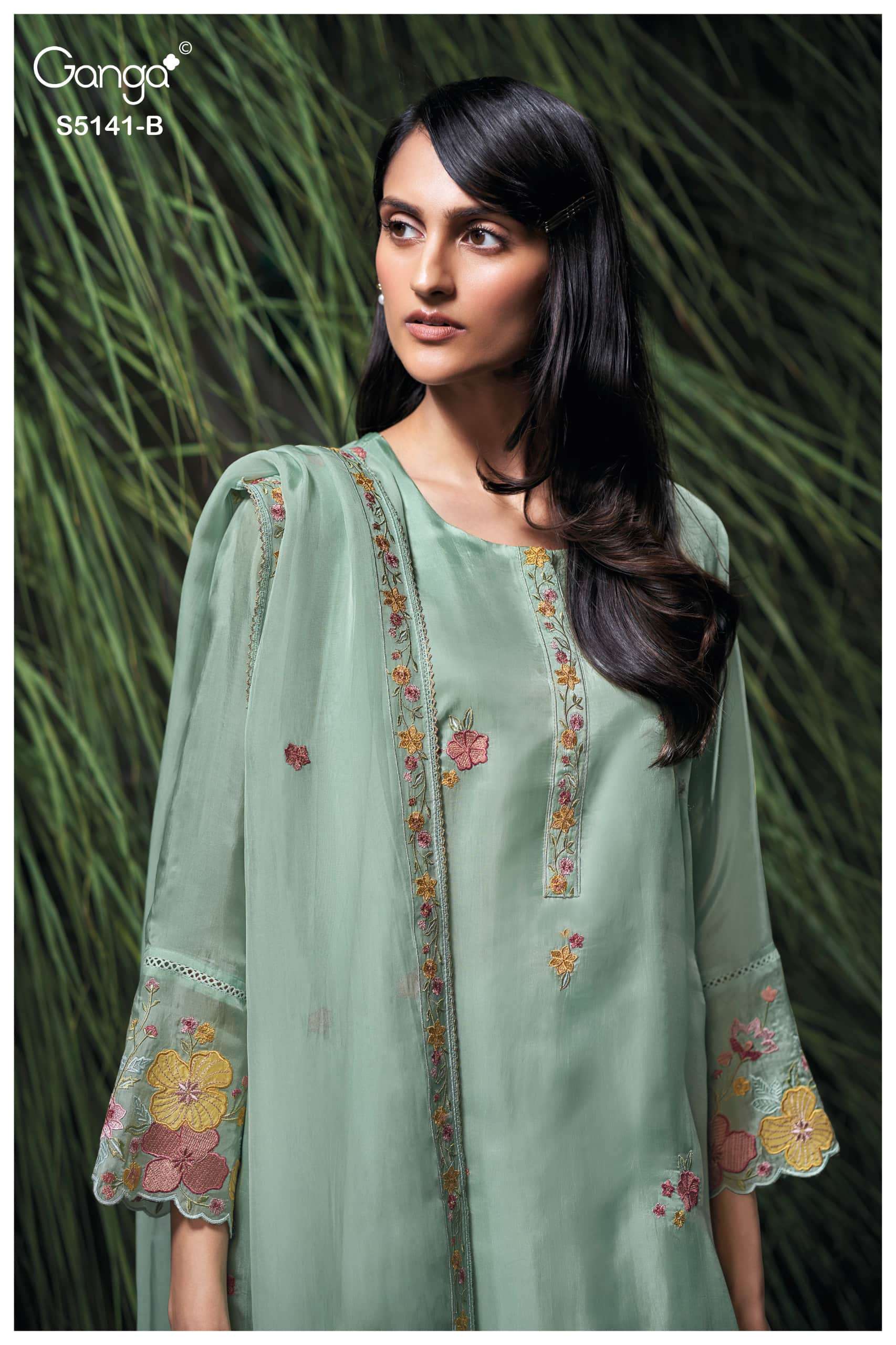 Ganga Fashion Marina 5141 Pure Bemberg Habutai Silk Dress Material