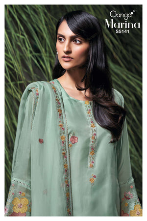Ganga Fashion Marina 5141 Pure Bemberg Habutai Silk Dress Material