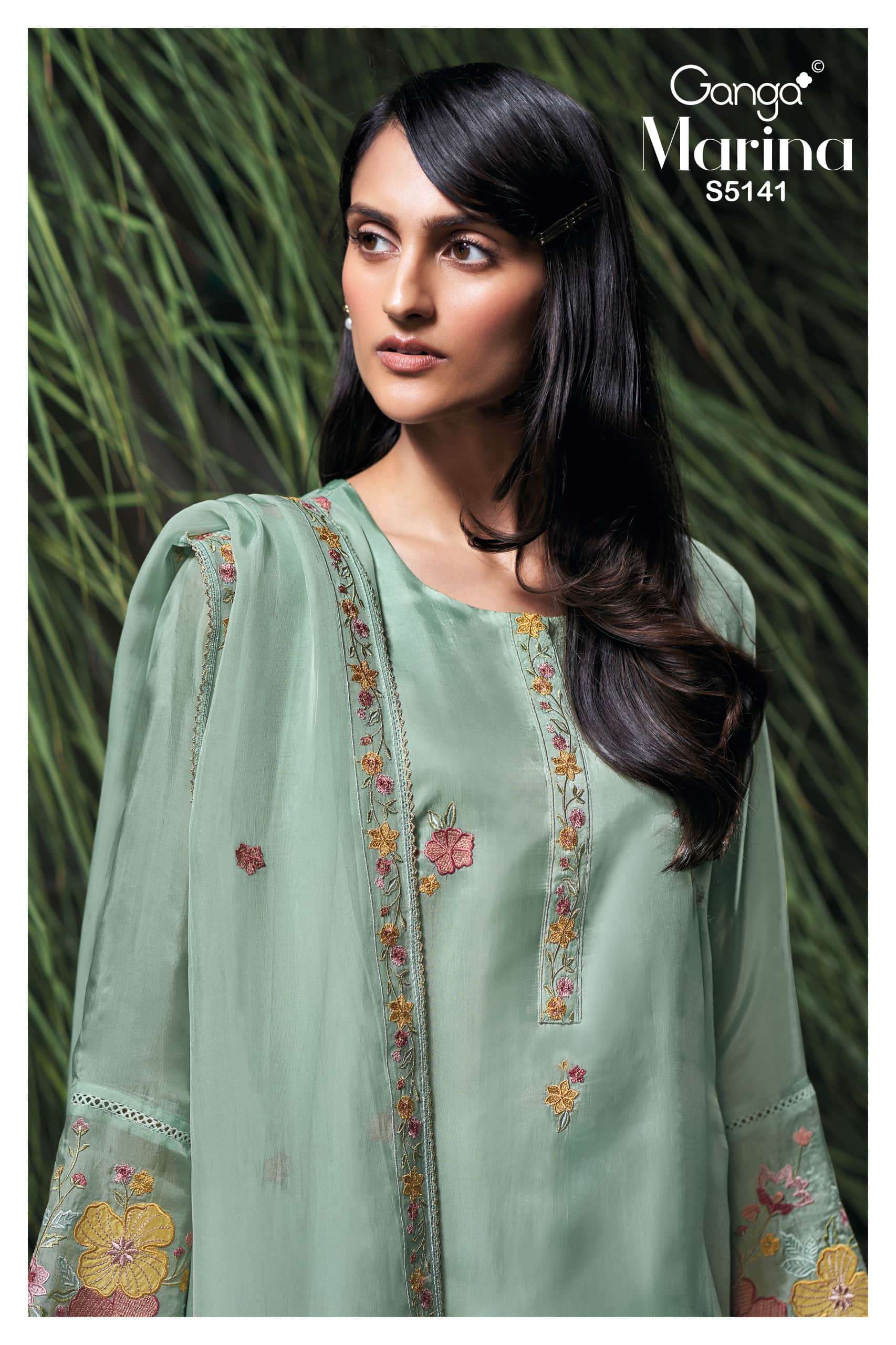 Ganga Fashion Marina 5141 Pure Bemberg Habutai Silk Dress Material