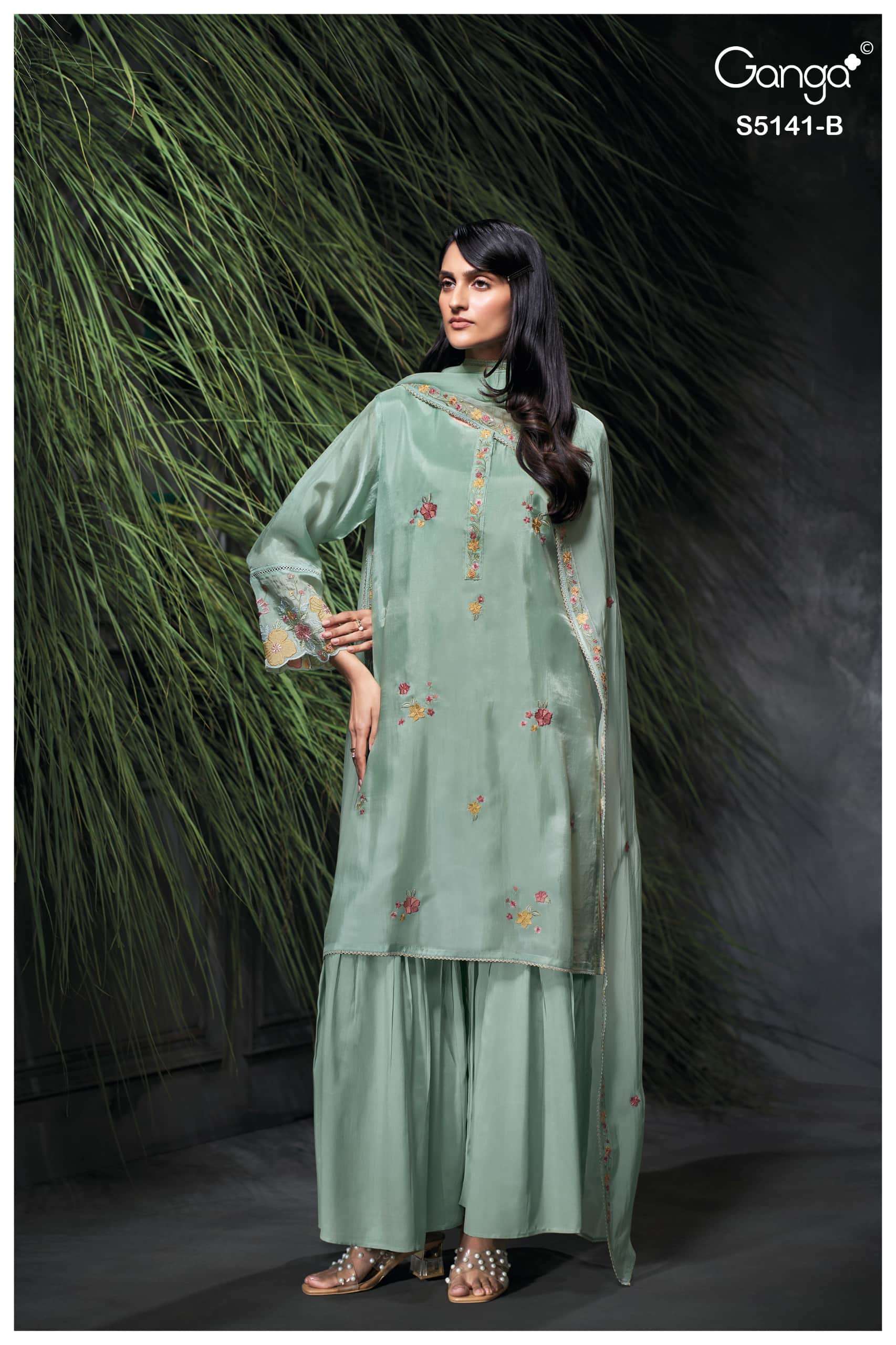 Ganga Fashion Marina 5141 Pure Bemberg Habutai Silk Dress Material