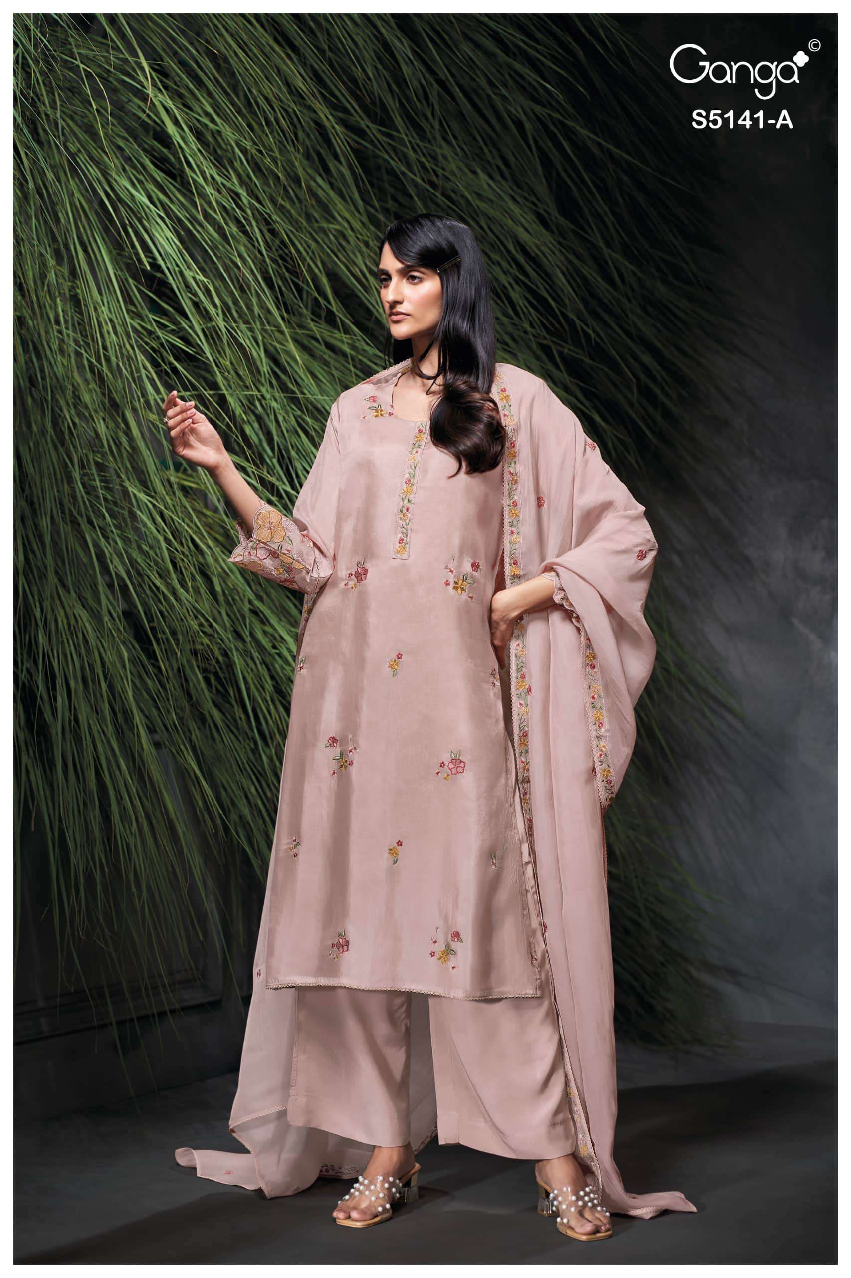 Ganga Fashion Marina 5141 Pure Bemberg Habutai Silk Dress Material