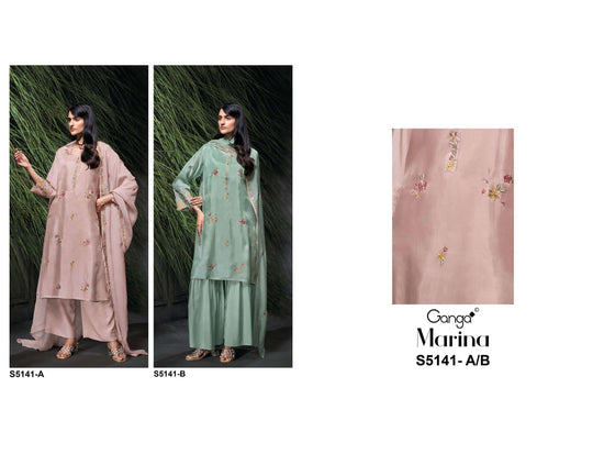 Ganga Fashion Marina 5141 Pure Bemberg Habutai Silk Dress Material