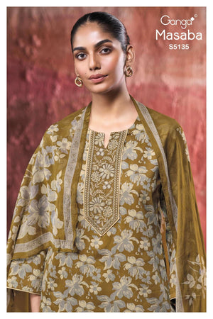 Ganga Fashion Masaba 5135 Premium Cotton Satin Dress Material - Amrah Wholesale
