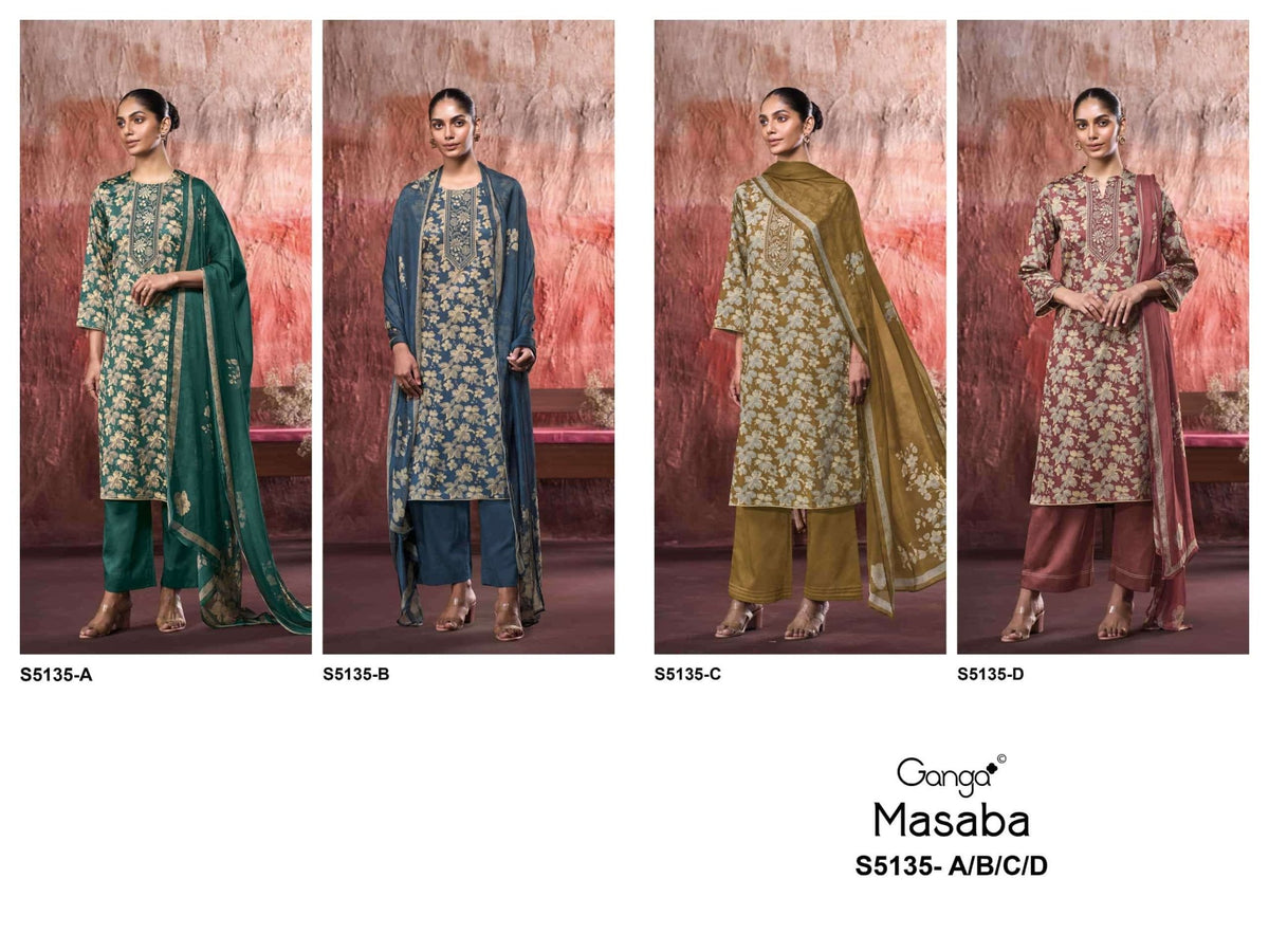 Ganga Fashion Masaba 5135 Premium Cotton Satin Dress Material - Amrah Wholesale