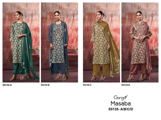 Ganga Fashion Masaba 5135 Premium Cotton Satin Dress Material - Amrah Wholesale