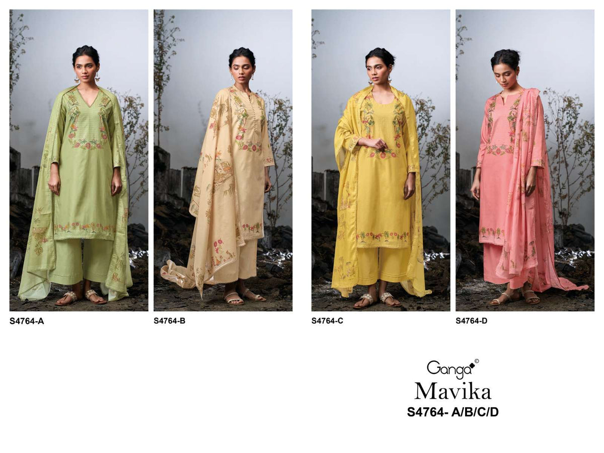 Ganga Fashion Mavika 4764 Premium Cotton Dress Material - Amrah Wholesale