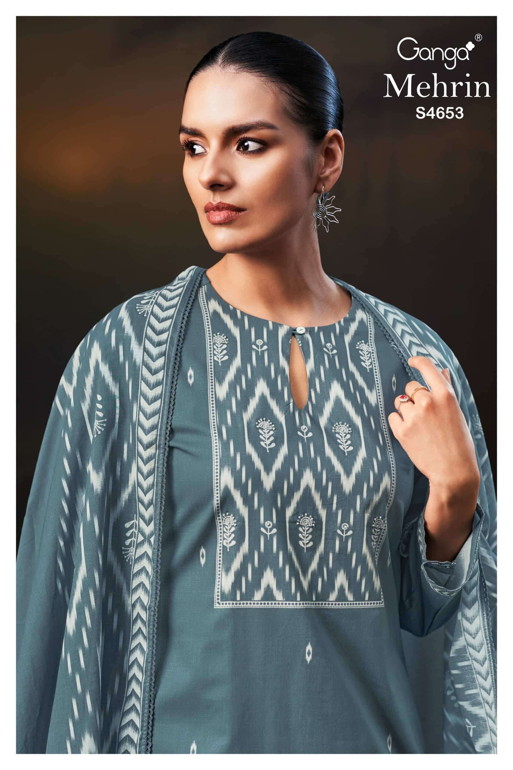 Ganga Fashion Mehrin Cotton Embroidered Dress Material - Amrah Wholesale
