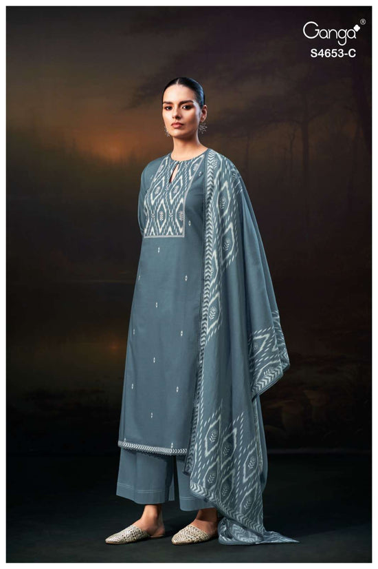 Ganga Fashion Mehrin Cotton Embroidered Dress Material - Amrah Wholesale