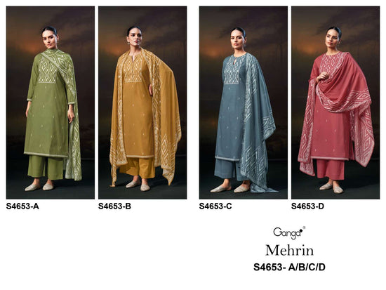 Ganga Fashion Mehrin Cotton Embroidered Dress Material - Amrah Wholesale