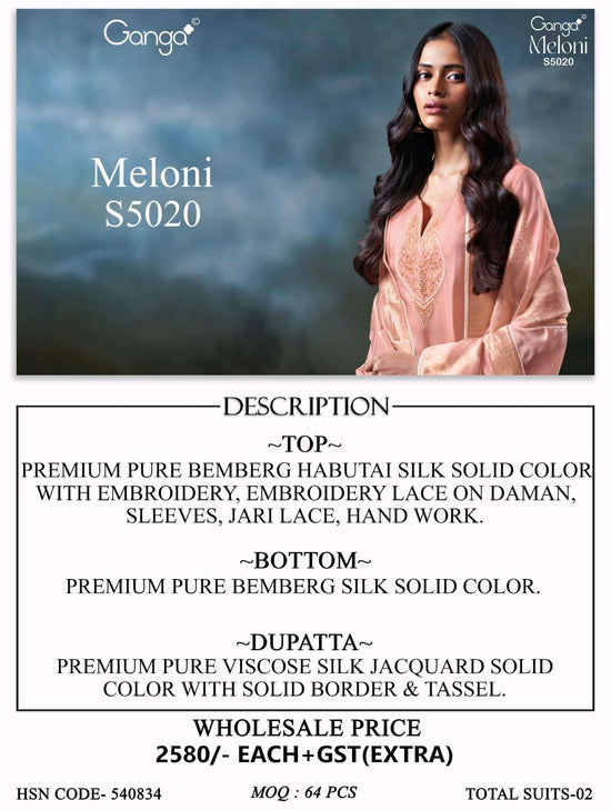 Ganga Fashion Meloni 5020 Premium Bemberg Silk Dress Material - Amrah Wholesale