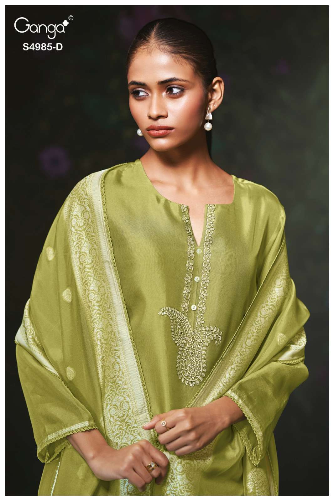 Ganga Fashion Miorra 4985 Jacquard Silk Dress Material - Amrah Wholesale