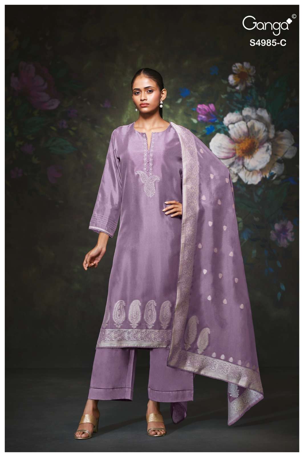 Ganga Fashion Miorra 4985 Jacquard Silk Dress Material - Amrah Wholesale