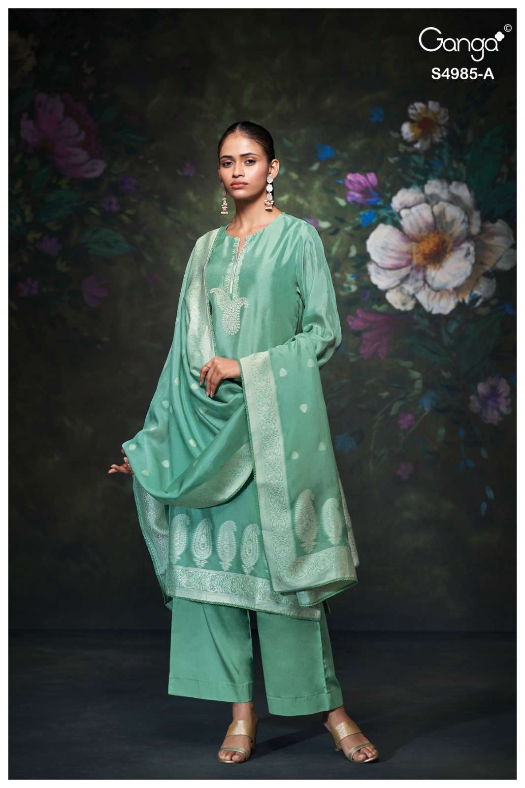 Ganga Fashion Miorra 4985 Jacquard Silk Dress Material - Amrah Wholesale
