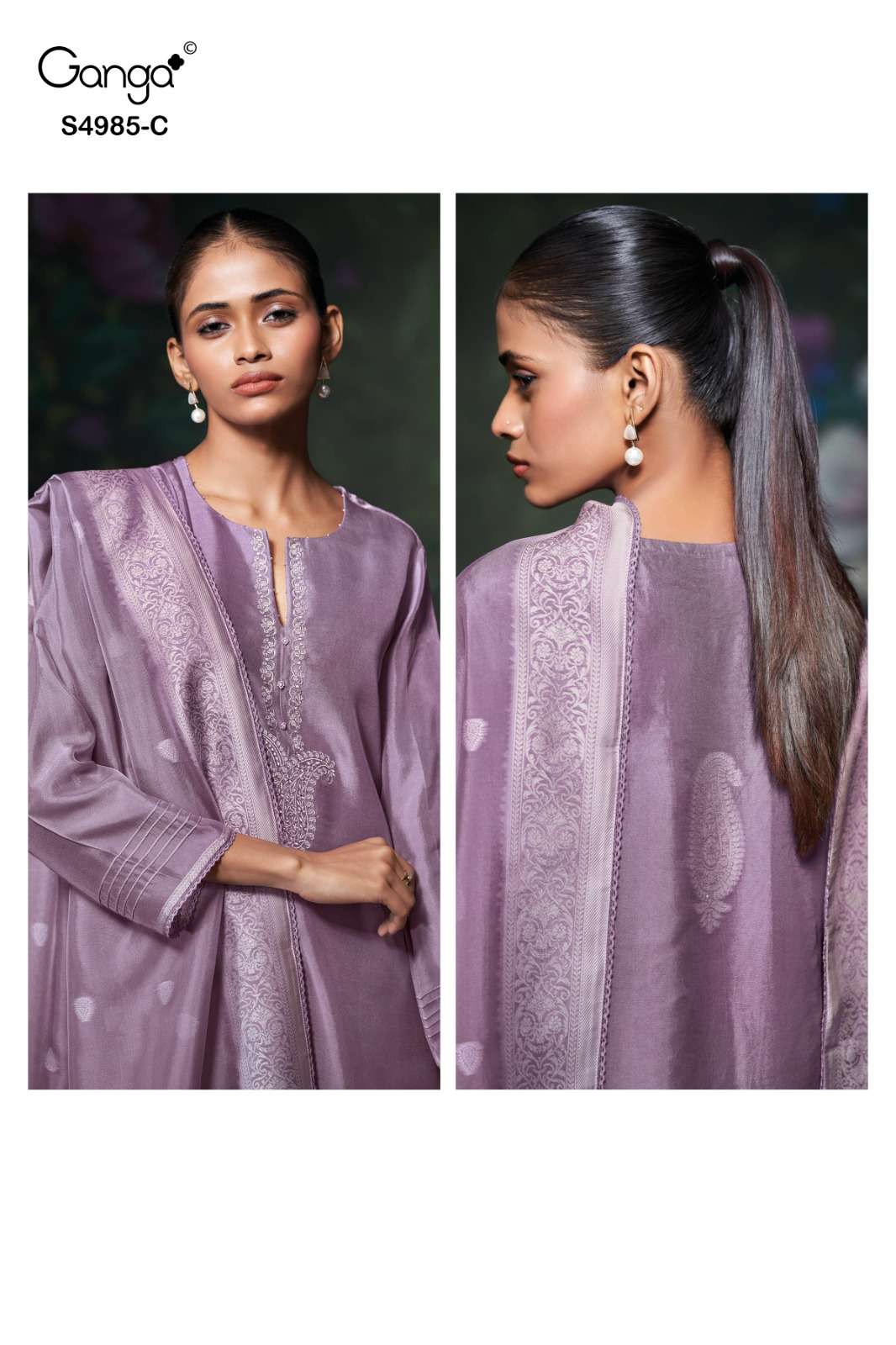 Ganga Fashion Miorra 4985 Jacquard Silk Dress Material - Amrah Wholesale