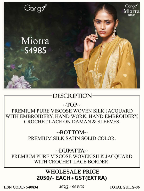 Ganga Fashion Miorra 4985 Jacquard Silk Dress Material - Amrah Wholesale