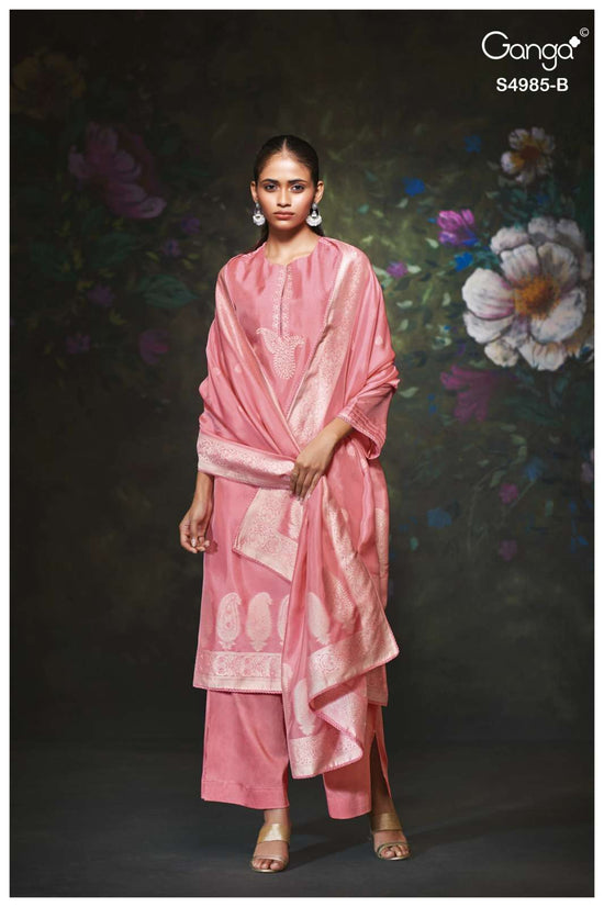 Ganga Fashion Miorra 4985 Jacquard Silk Dress Material - Amrah Wholesale