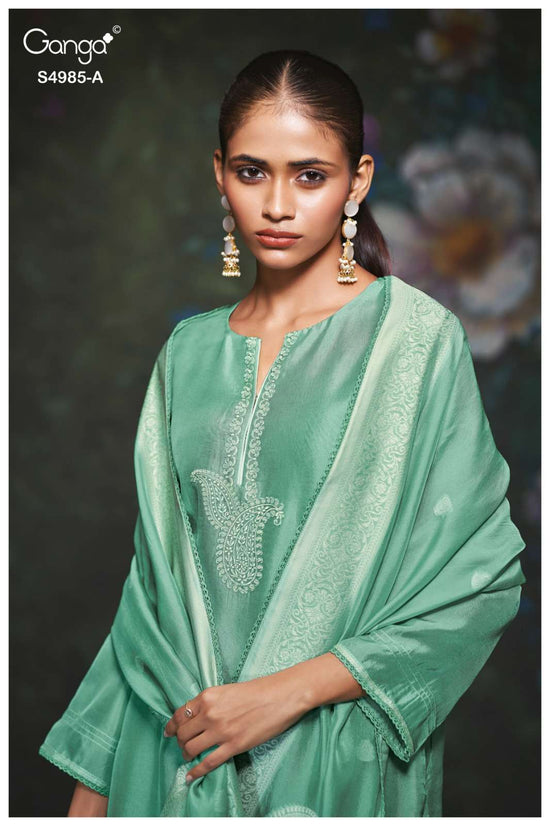Ganga Fashion Miorra 4985 Jacquard Silk Dress Material - Amrah Wholesale