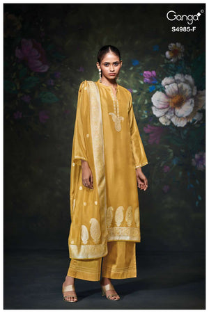 Ganga Fashion Miorra 4985 Jacquard Silk Dress Material