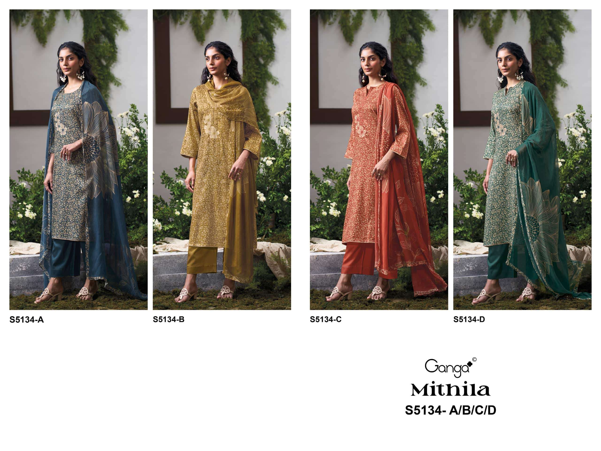 Ganga Fashion Mithila 5134 Premium Cotton Satin Dress Material