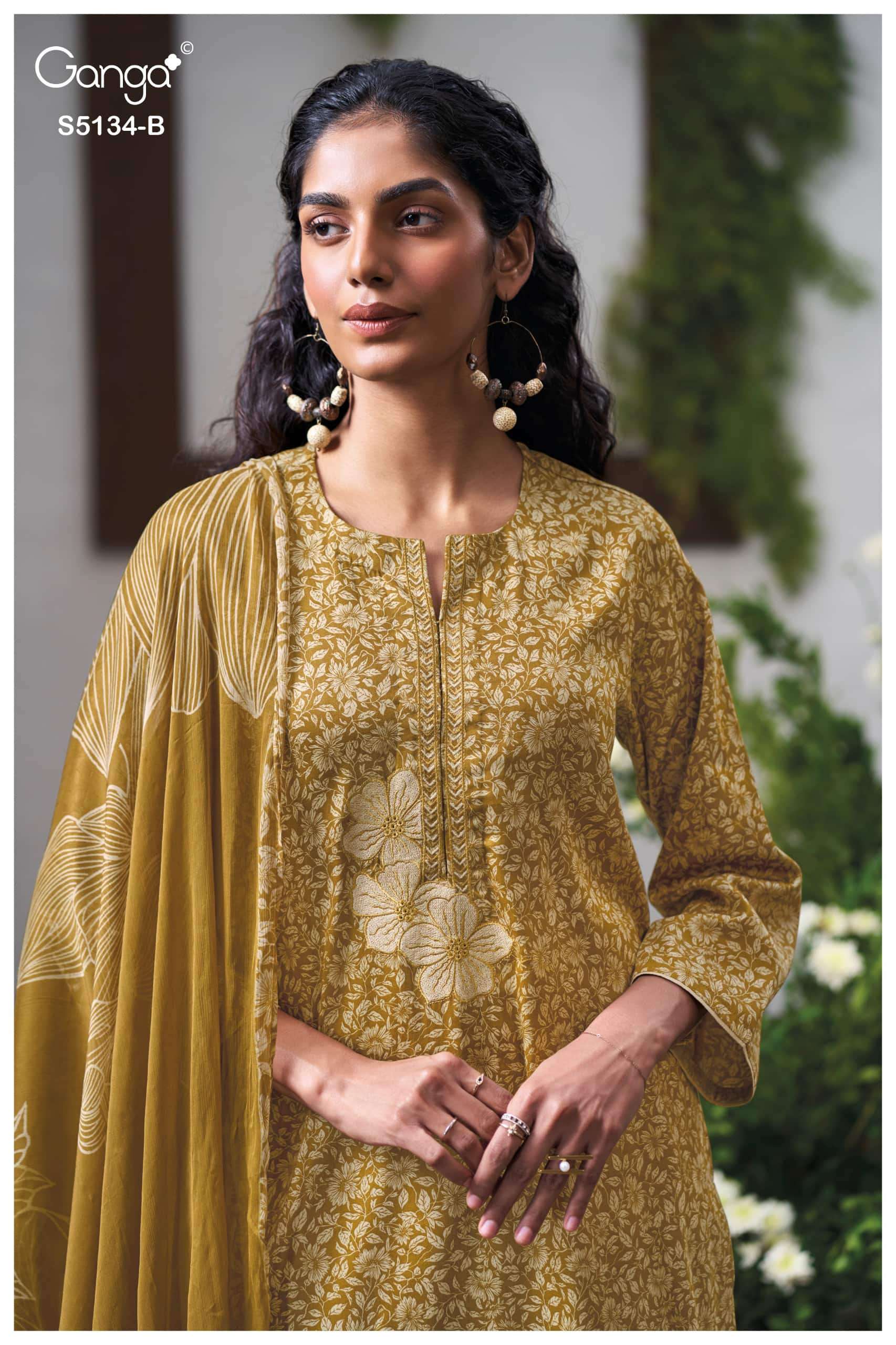 Ganga Fashion Mithila 5134 Premium Cotton Satin Dress Material
