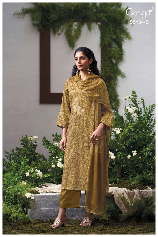 Ganga Fashion Mithila 5134 Premium Cotton Satin Dress Material - Amrah Wholesale