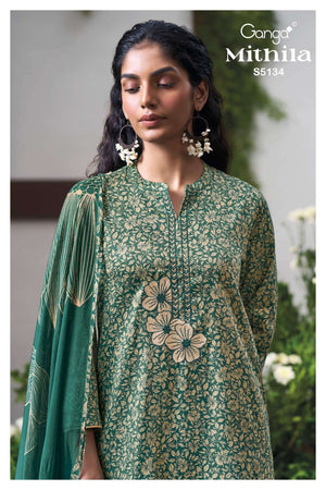 Ganga Fashion Mithila 5134 Premium Cotton Satin Dress Material - Amrah Wholesale