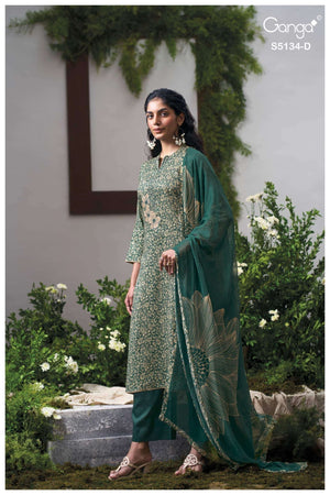 Ganga Fashion Mithila 5134 Premium Cotton Satin Dress Material - Amrah Wholesale