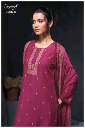 Ganga Fashion Mohini 5482 Pure Wool Pashmina Winter Dress Material
