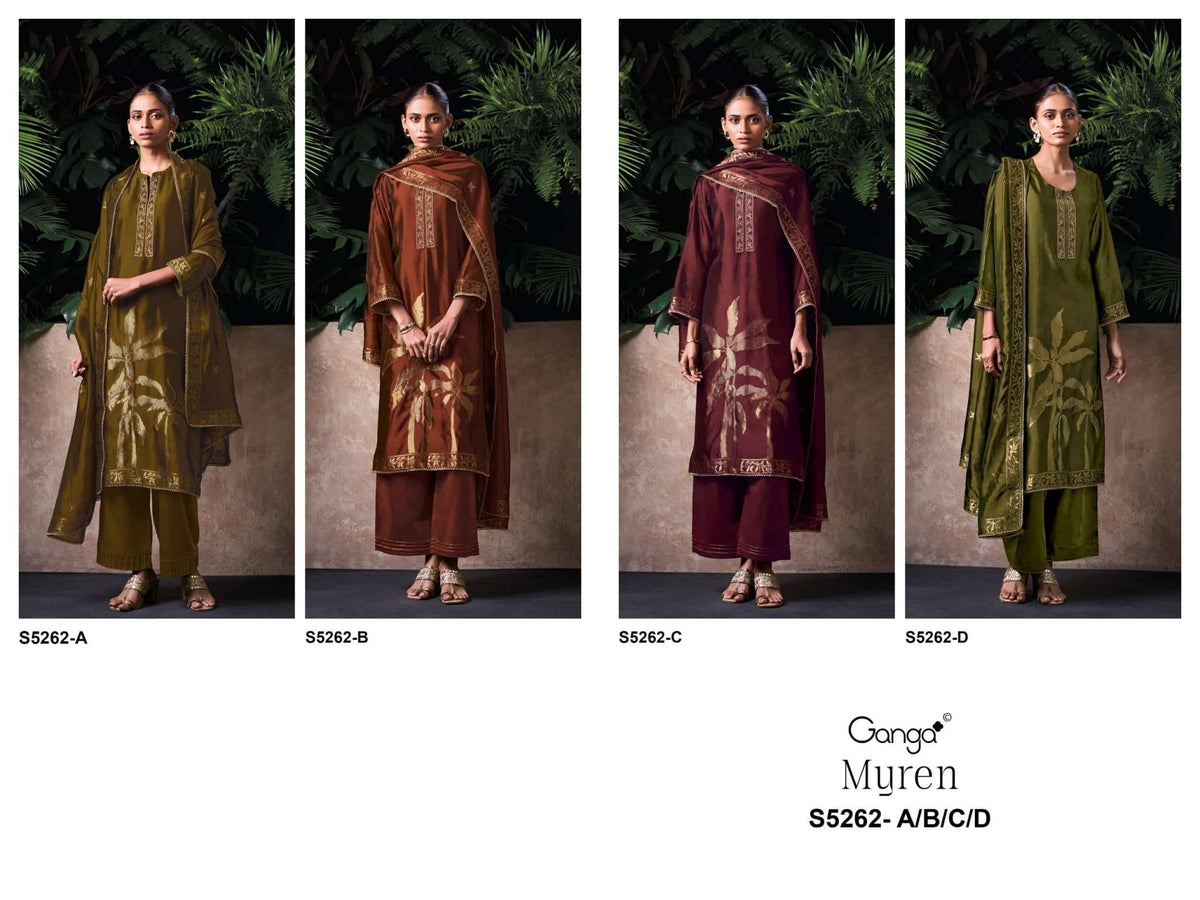 Ganga Fashion Myren 5262 Woven Silk Jacquard Dress Material - Amrah Wholesale