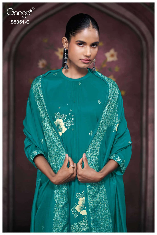 Ganga Fashion Mysha 5051 Cotton Satin Dress Material - Amrah Wholesale