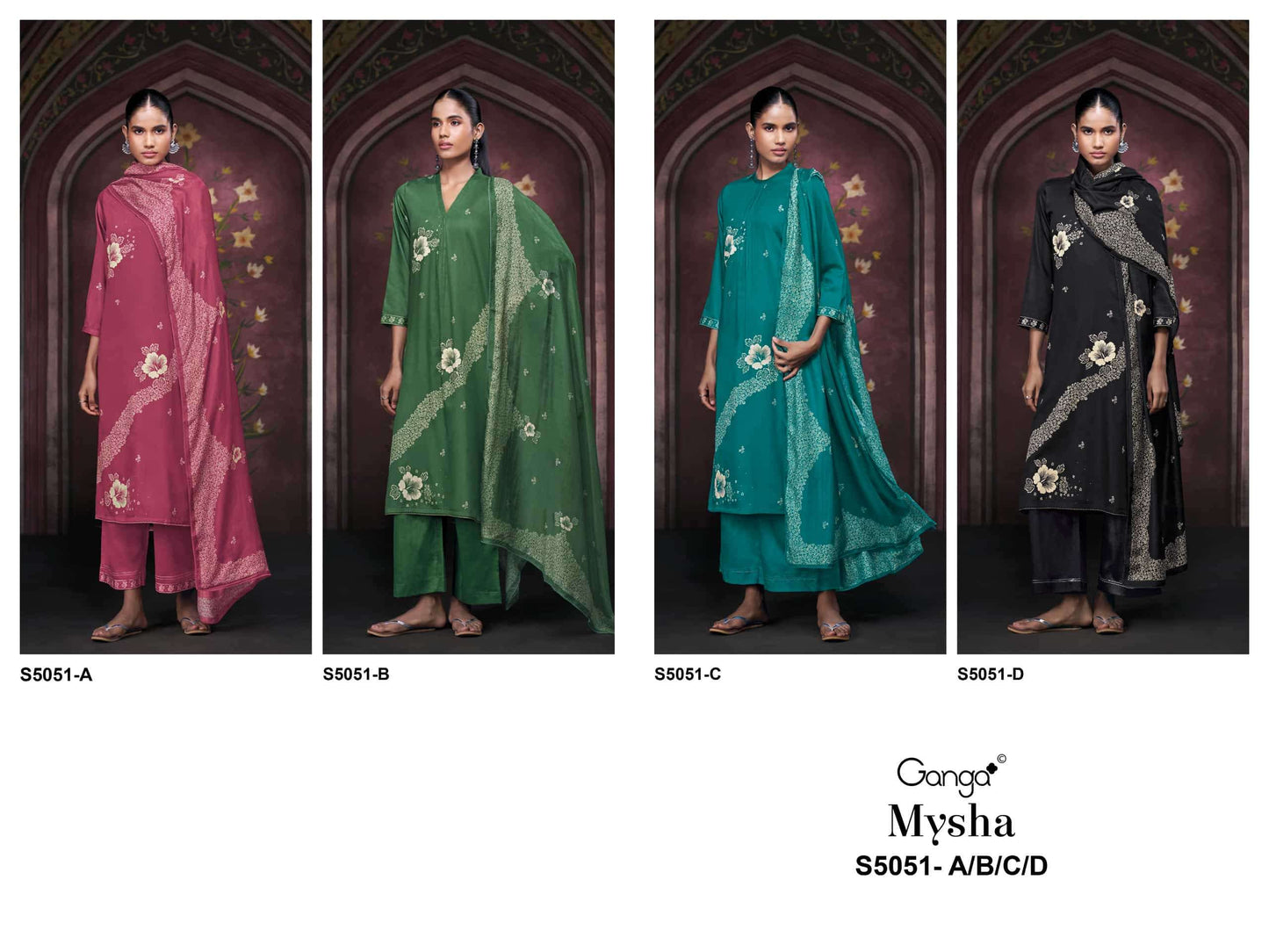 Ganga Fashion Mysha 5051 Cotton Satin Dress Material