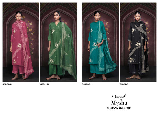 Ganga Fashion Mysha 5051 Cotton Satin Dress Material