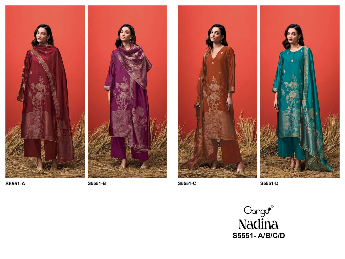 Ganga Fashion Nadina 5551 Pure Viscose Woven Silk Dress Material