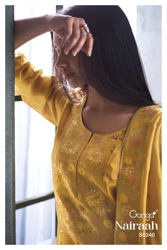 Ganga Fashion Nairaah 5240 Viscose Silk Jacquard Dress Material