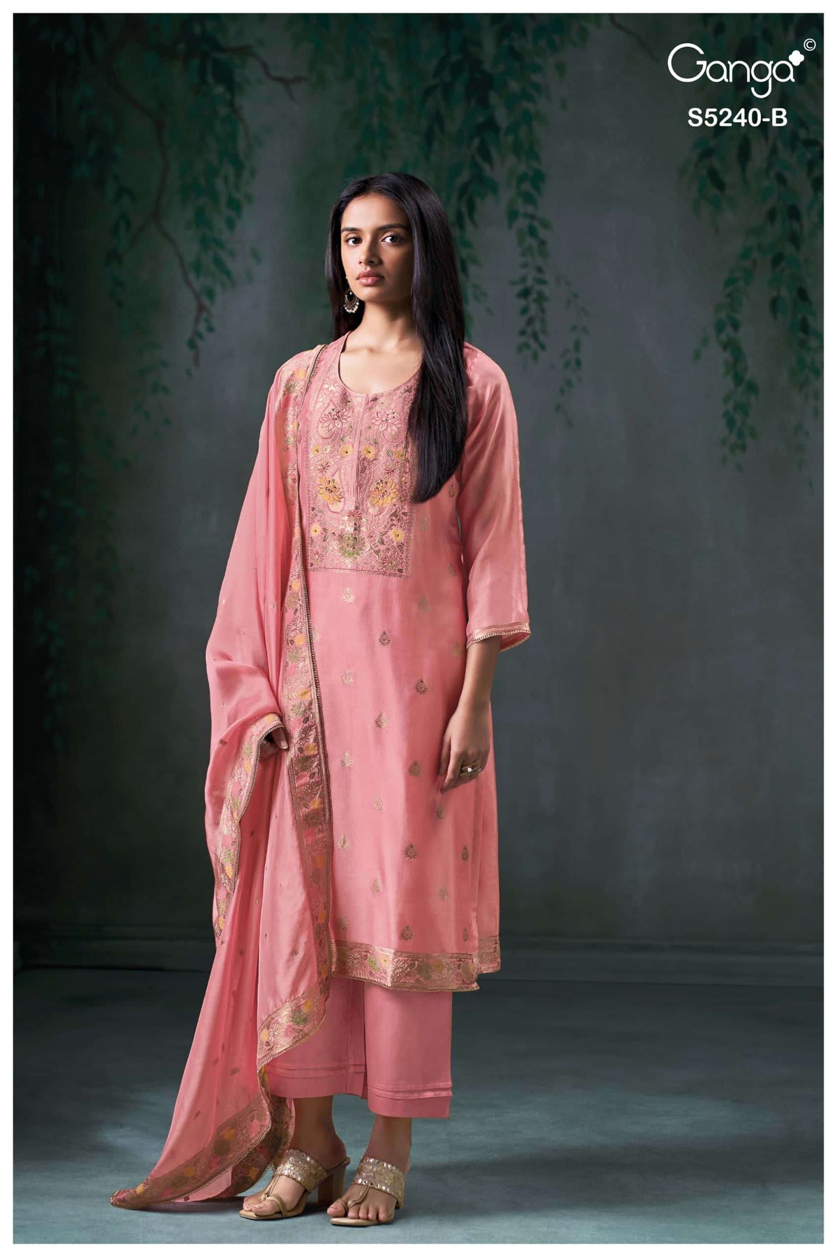 Ganga Fashion Nairaah 5240 Viscose Silk Jacquard Dress Material