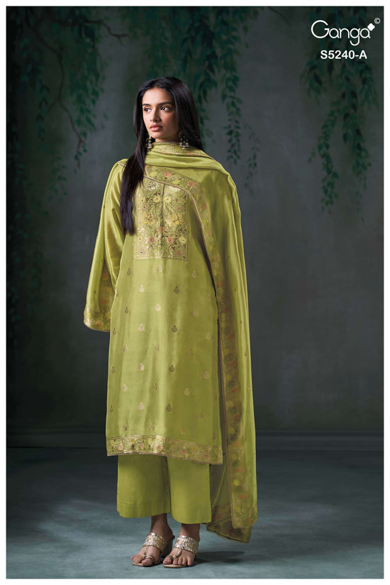 Ganga Fashion Nairaah 5240 Viscose Silk Jacquard Dress Material