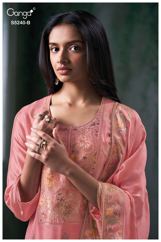 Ganga Fashion Nairaah 5240 Viscose Silk Jacquard Dress Material