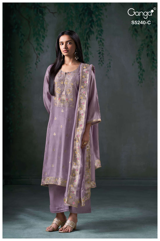 Ganga Fashion Nairaah 5240 Viscose Silk Jacquard Dress Material