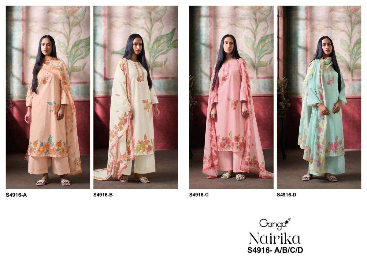 Ganga Fashion Nairika 4916 Premium Cotton Dress Material - Amrah Wholesale