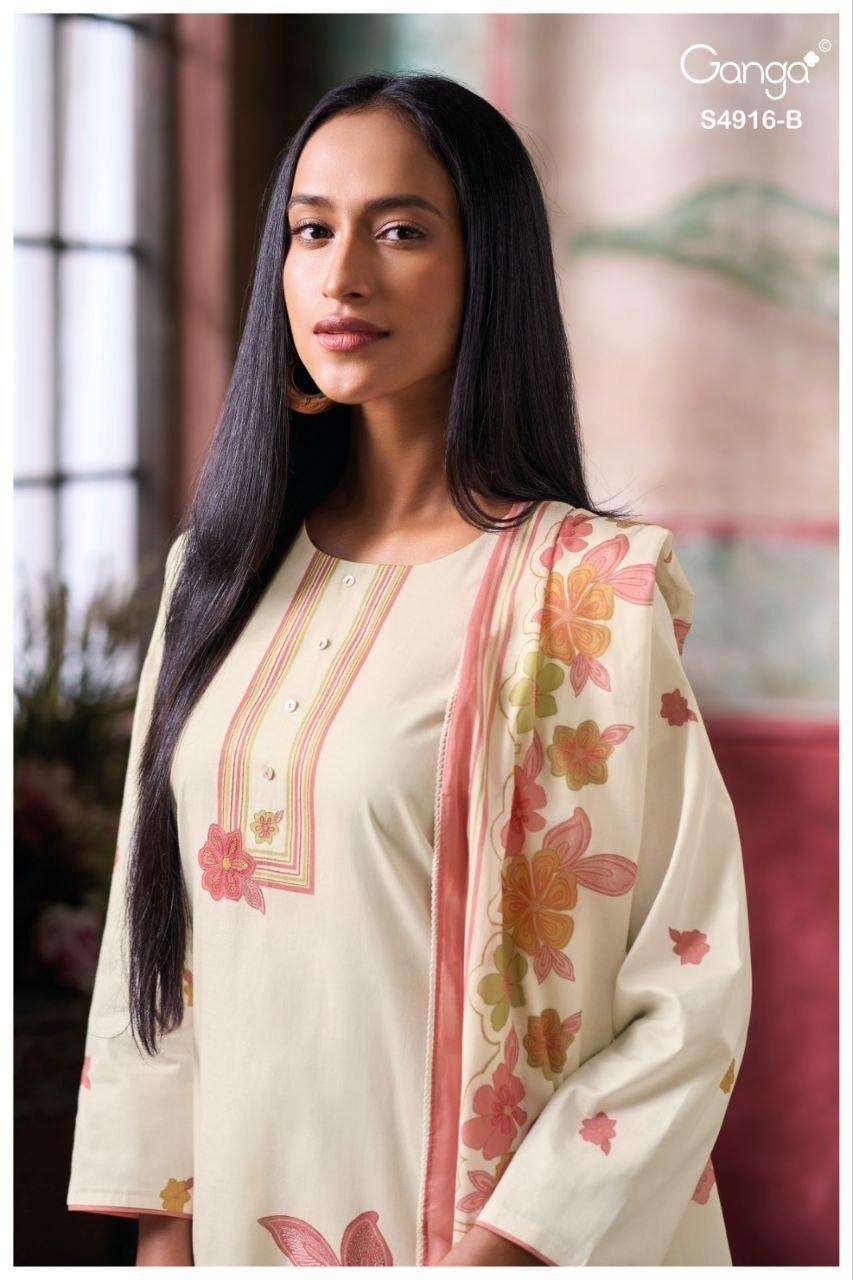 Ganga Fashion Nairika 4916 Premium Cotton Dress Material - Amrah Wholesale